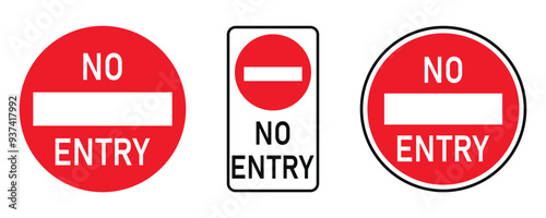 No Entry Sign Set. Stock Vector