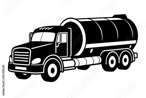 Silhouette of Tanker Truck - Vector Illustration, Tanker Truck Icon, Tanker Truck Clipart photo