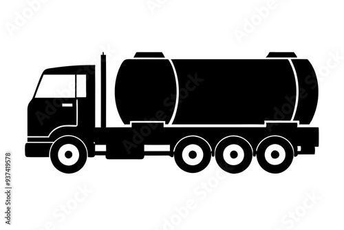 Silhouette of Tanker Truck - Vector Illustration, Tanker Truck Icon, Tanker Truck Clipart photo