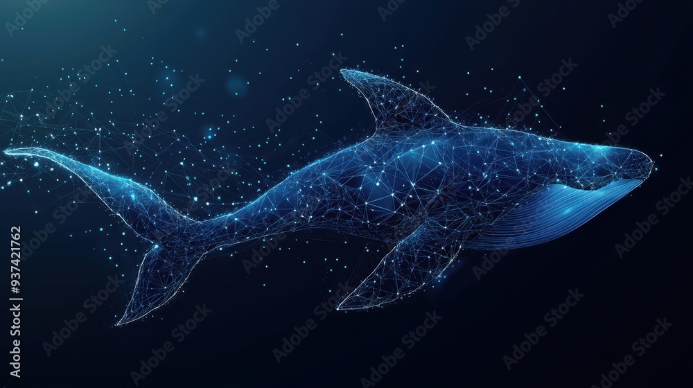 Digital whale figure with line and dot pattern for presentation Digital whale figure with line and dot pattern for presentation