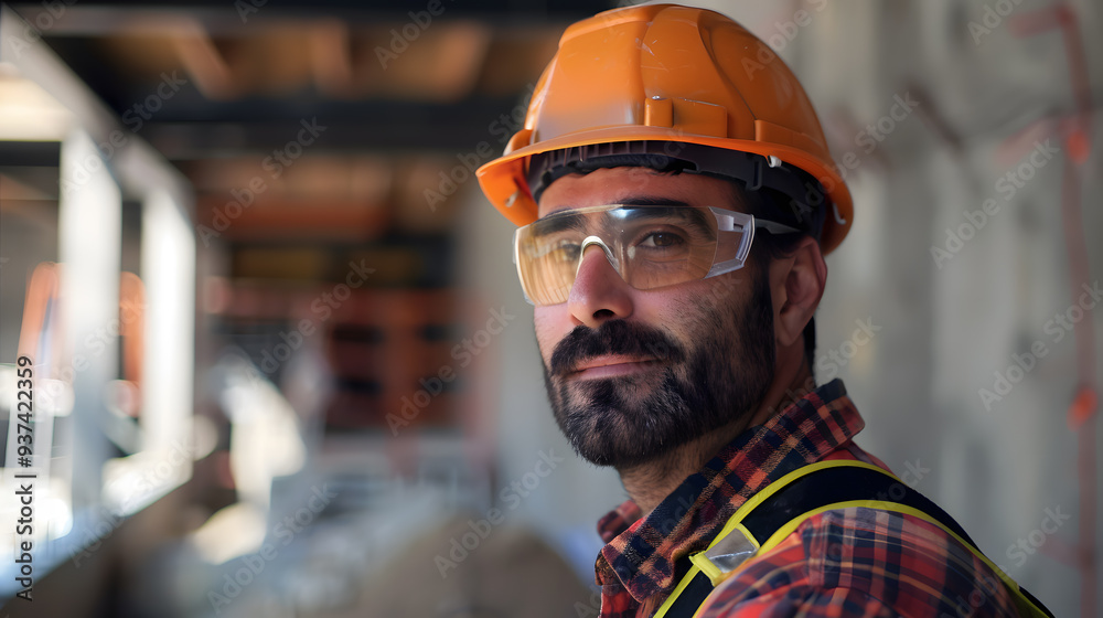 A man, a worker, a builder by profession, in a uniform and a helmet. AI Generated A man, a worker, a builder by profession, in a uniform and a helmet. AI Generated