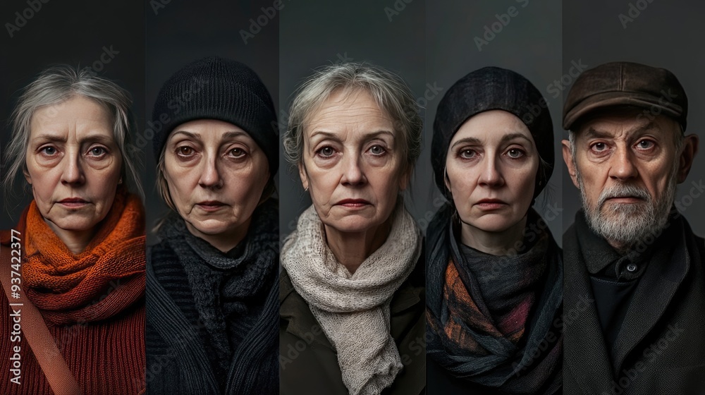 Portrait Collection of Diverse Individuals on a Grey Background Portrait Collection of Diverse Individuals on a Grey Background