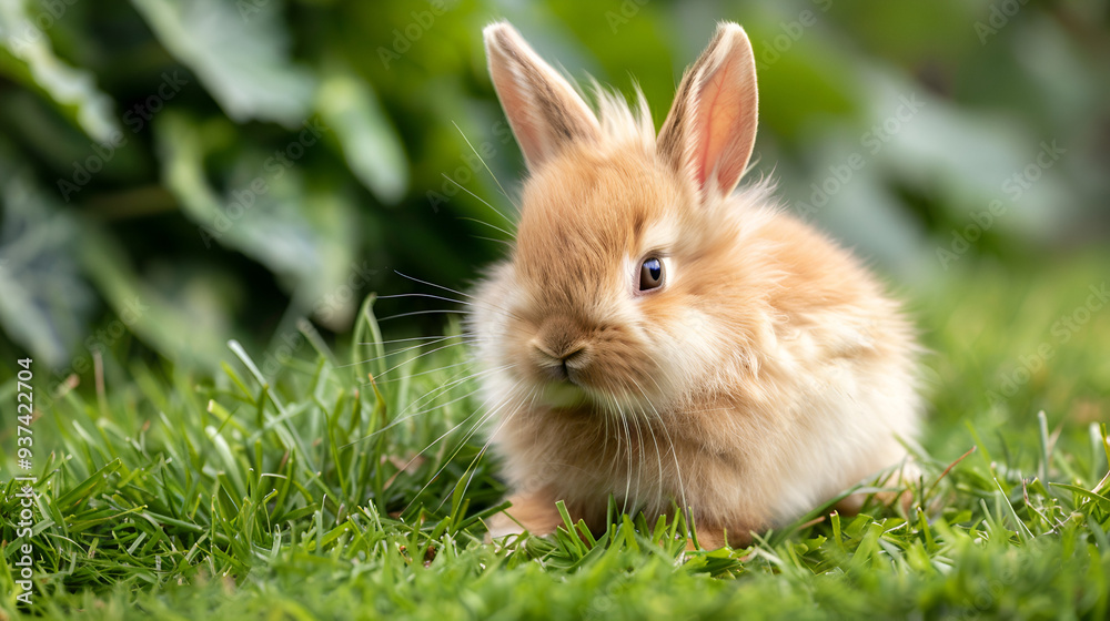 Serene dawn fluffy white rabbit amidst golden light generative ai Serene dawn fluffy white rabbit amidst golden light generative ai