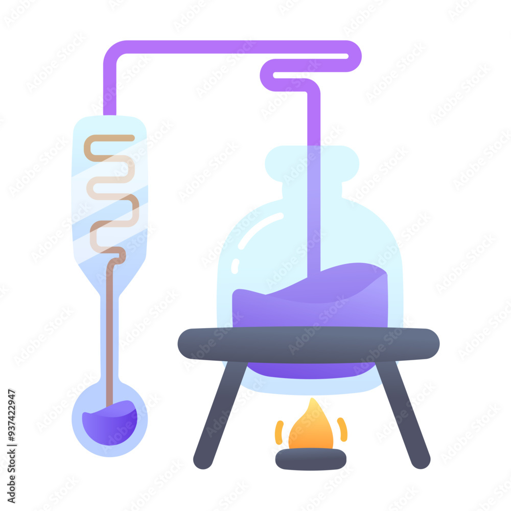 Chemical heating icon in flat style Chemical heating icon in flat style