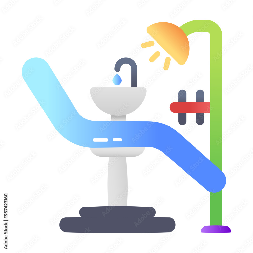 Fototapeta premium A flat icon of dental chair and lamp