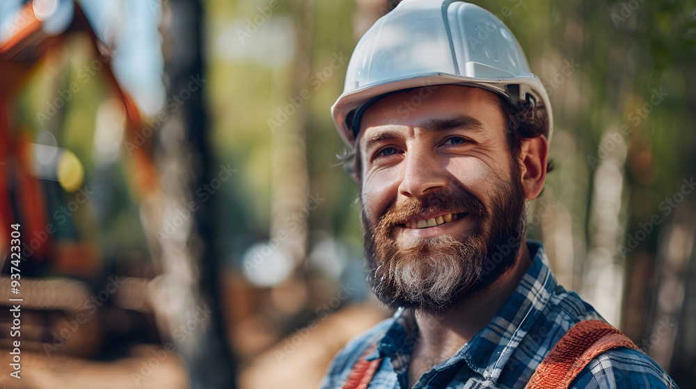 A man, a worker, a builder by profession, in a uniform and a helmet. AI Generated A man, a worker, a builder by profession, in a uniform and a helmet. AI Generated