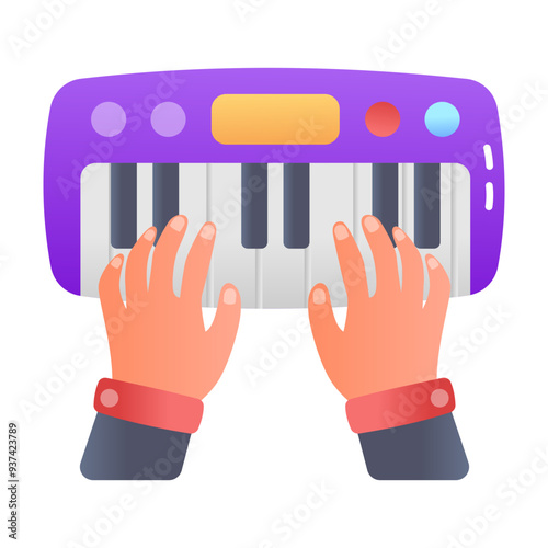 A flat style icon of playing synthesizer 