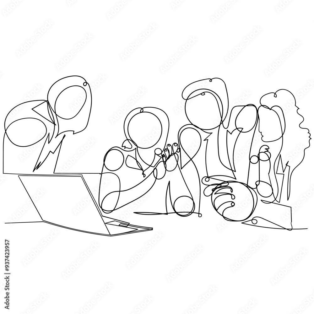 continuous line drawing  meeting at the office collection