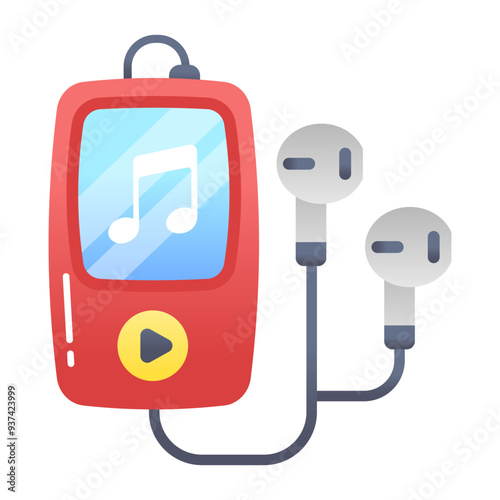 A flat style icon of mp3 player 