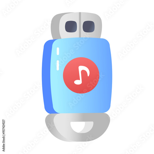 Music usb icon in flat style 