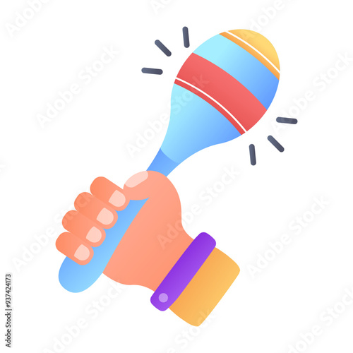 Maraca icon in flat style 