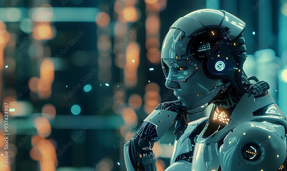 Thinking robot. Thinking robot.