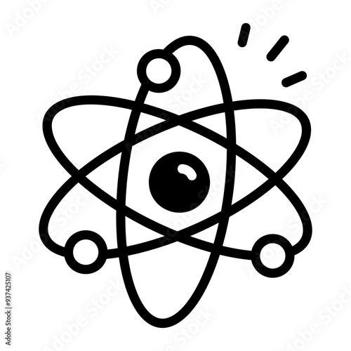 A hand drawn icon of physics atom structure 