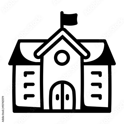 School building icon in doodle style 