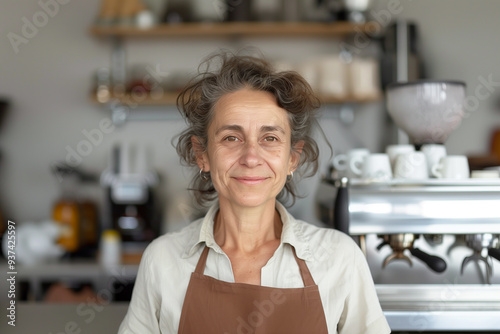 Senior woman barista in coffee shop