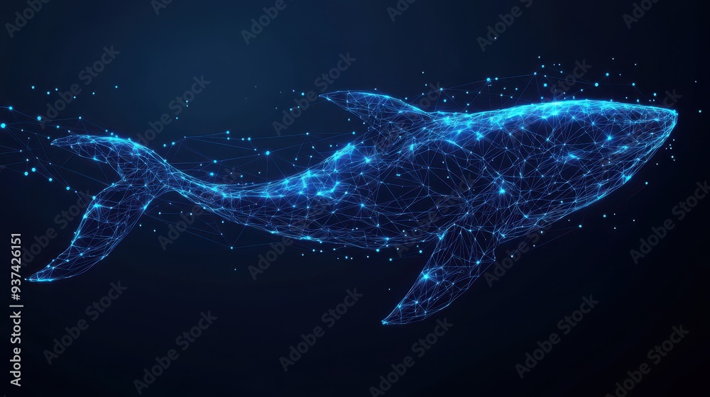 Abstract whale construct using low-poly style for presentation Abstract whale construct using low-poly style for presentation