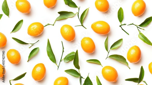 A lot of kumquat pattern isolated on white background photo realistic photo realistic hd 4k ultra hd.