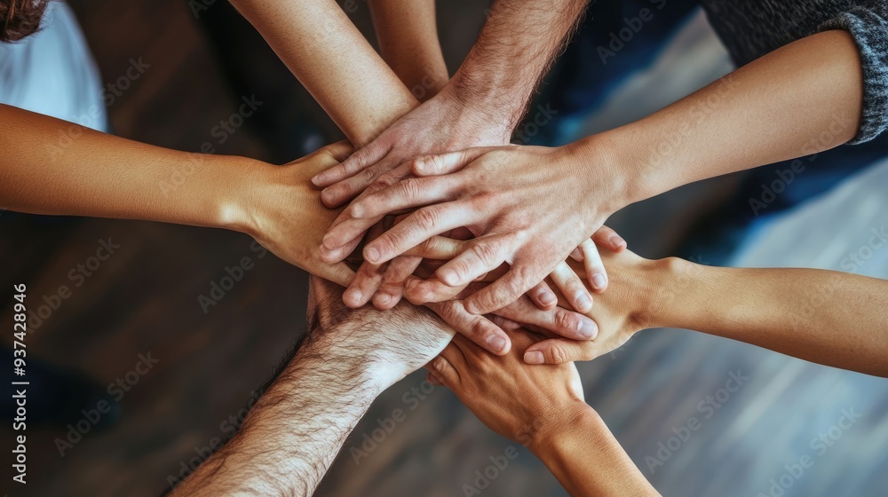 Hands Stacked Together Representing Unity and Cooperation Hands Stacked Together Representing Unity and Cooperation