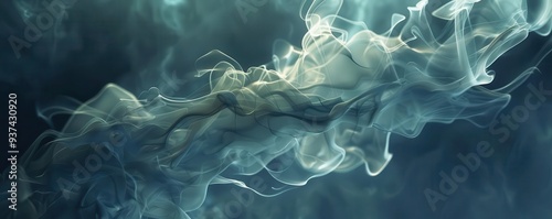 Abstract smoke paths, forming organic shapes, elegant and mysterious, 3D render