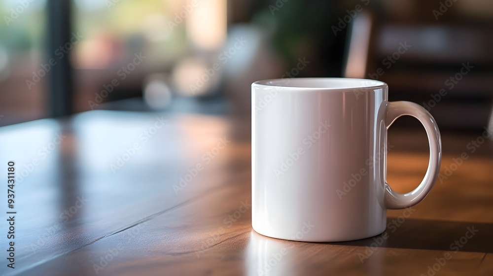 Minimalist Plain White Ceramic Mug Placed on a Clean Table with Ample Copy Space for Branding Logo Design Advertisement or Product Presentation Minimalist Plain White Ceramic Mug Placed on a Clean Table with Ample Copy Space for Branding Logo Design Advertisement or Product Presentation