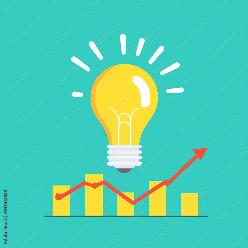 Light Bulb Idea Above Growing Chart Business Success Innovation Strategy Light Bulb Idea Above Growing Chart Business Success Innovation Strategy