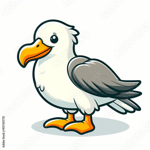 A simple white background with a vector illustration of a majestic albatross