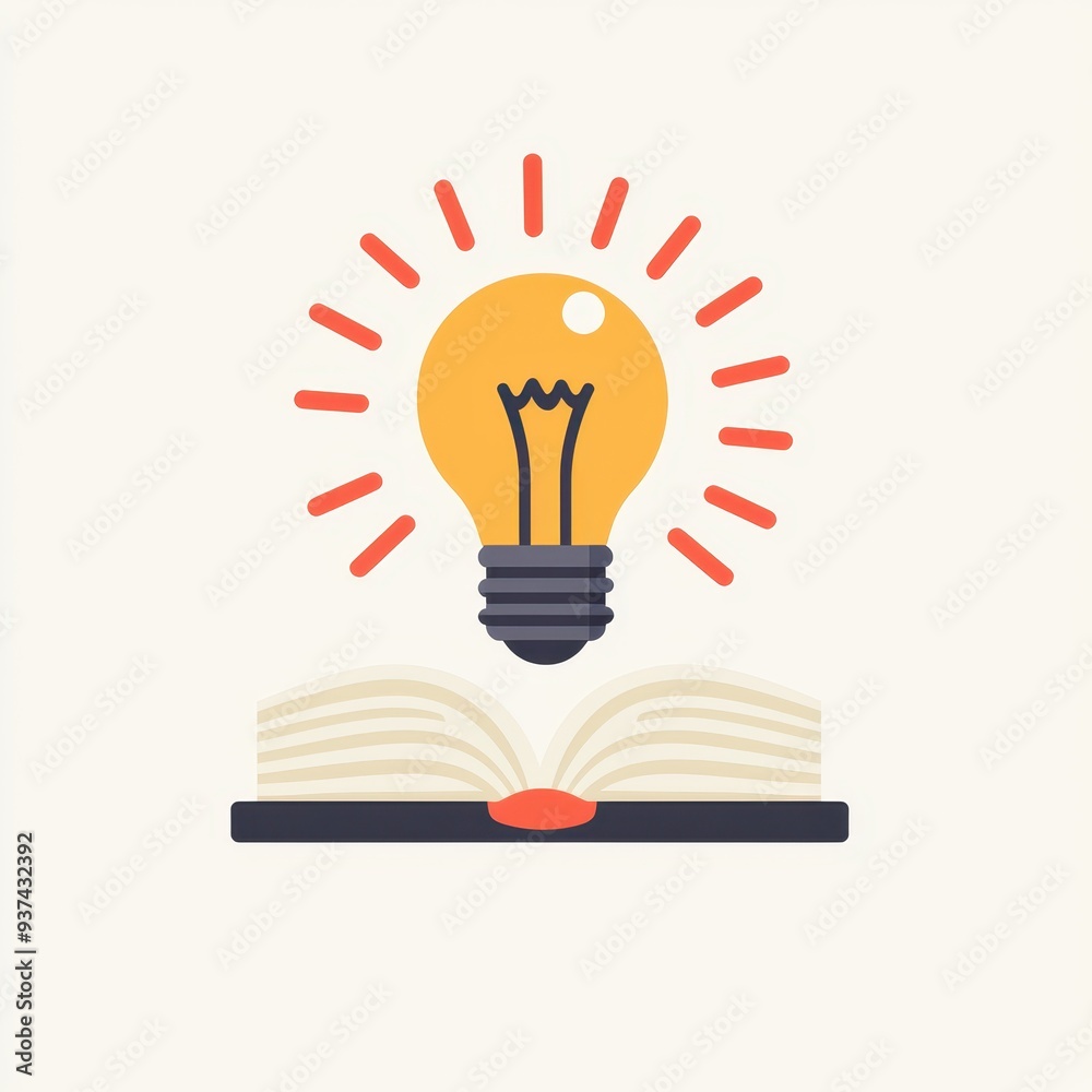 Open Book with Lightbulb and Rays Knowledge Inspiration Education Concept Open Book with Lightbulb and Rays Knowledge Inspiration Education Concept