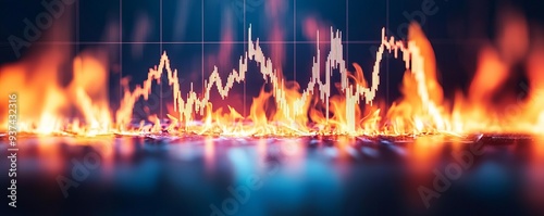 Burning stock market graph, representing the devastation of a financial crash and the loss of investments