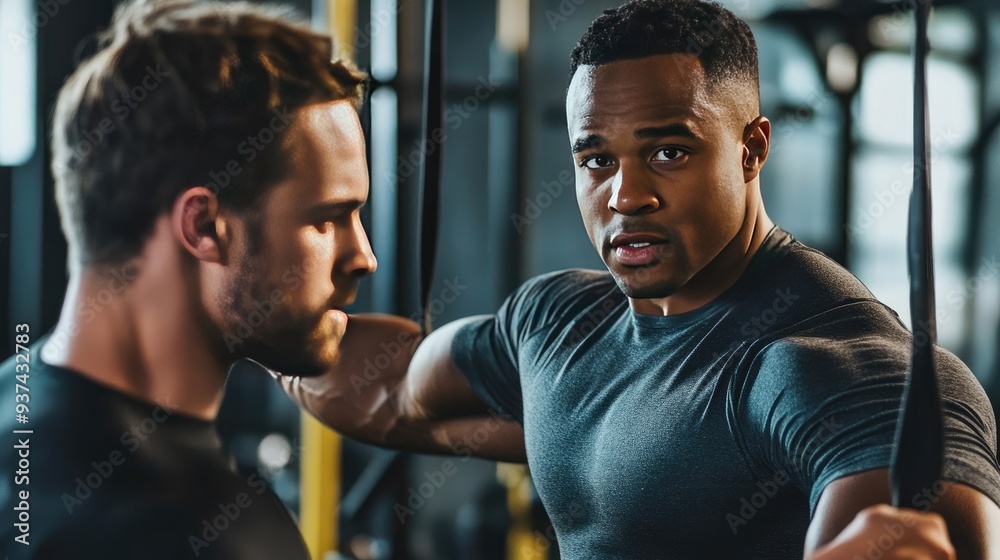 Trainer Assisting in Weightlifting and Strength Training