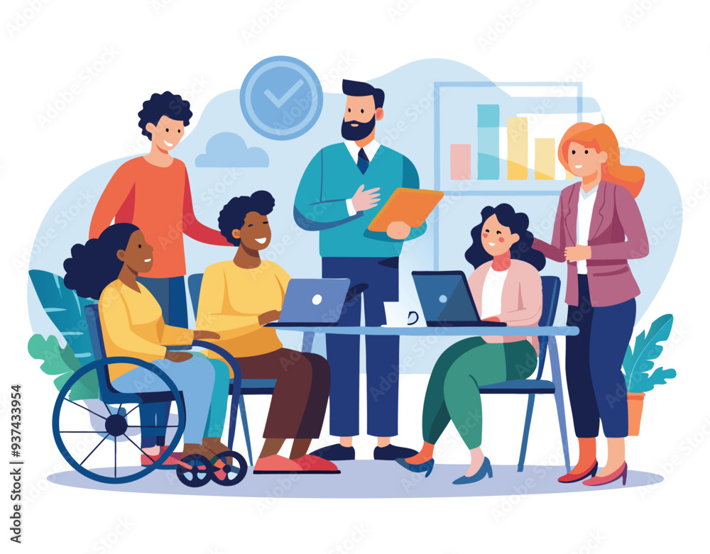 office workers at business meeting conference. vector illustration office workers at business meeting conference. vector illustration