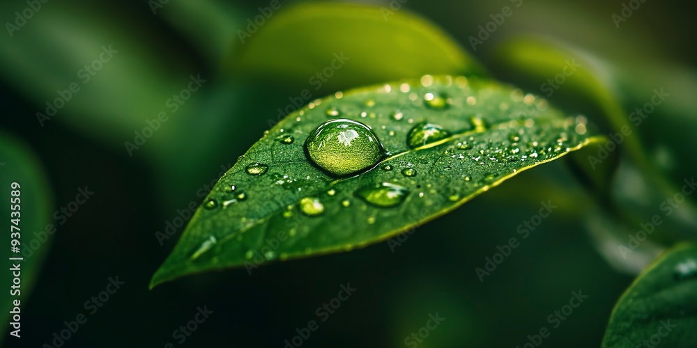 close up of dewdrop on a green leaf close up of dewdrop on a green leaf