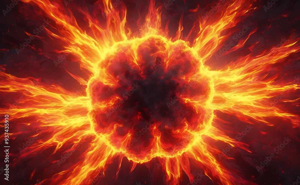 Dramatic fire and smoke effect glowing red and yellow colors exploding outwards with center space. Vivid and hot hell abstract or blazing fire Dramatic fire and smoke effect glowing red and yellow colors exploding outwards with center space. Vivid and hot hell abstract or blazing fire