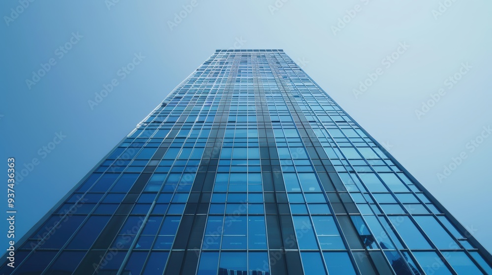 Tall glass building against blue sky Tall glass building against blue sky