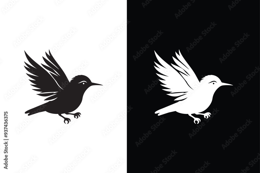 Fototapeta premium Bird icon silhouette logo design. Bird icon vector illustration black white