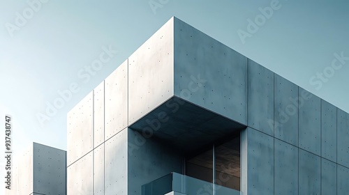 Modern Architecture Concrete Building Exterior - 3D Illustration