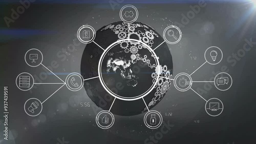 Wallpaper Mural Rotating Earth with global network and data processing animation Torontodigital.ca