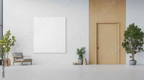 a blank glass sign on the wall next to an office door with copy space, close-up, mockup template design element, ultra-realistic photography, minimalistic interior background.