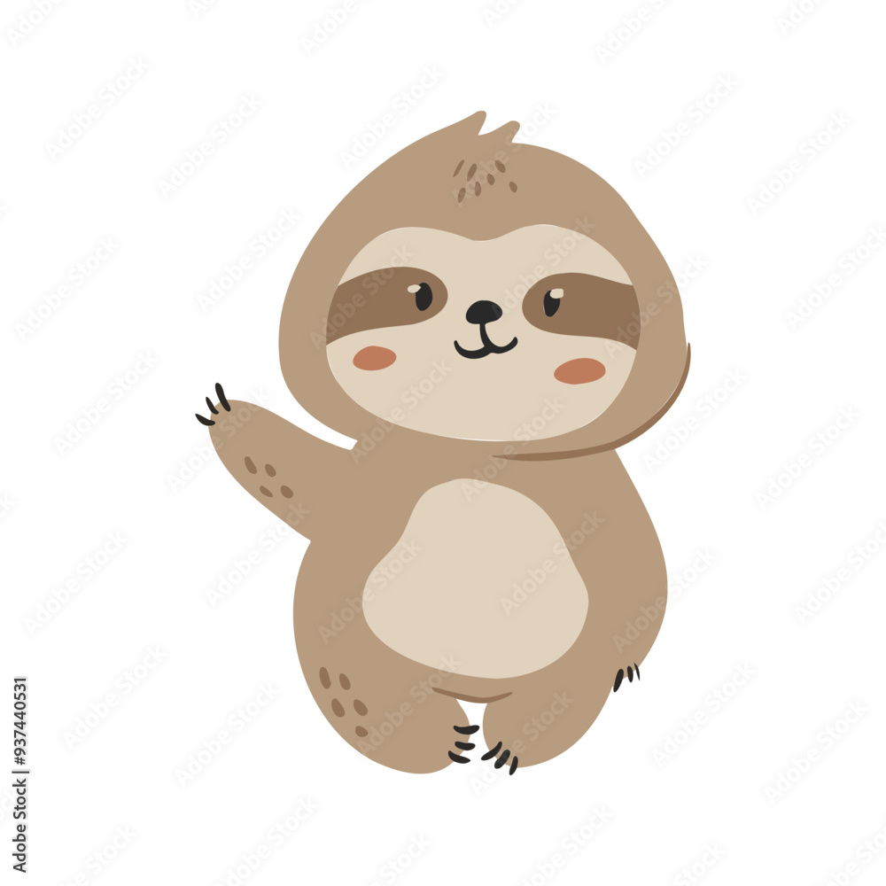 Obraz premium Kawaii and Cute Sloth Illustration
