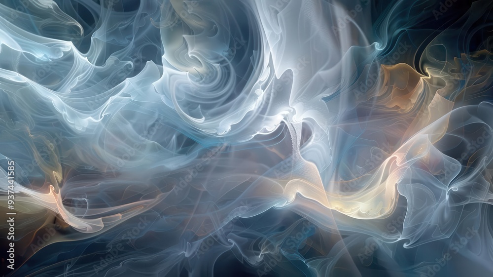 Fototapeta premium Elegant smoke trails in abstract patterns, organic and mysterious, digital art