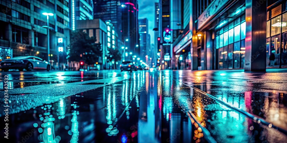 Cyan cinematic city streets at dusk with neon lights reflecting off wet pavement and bold shadows in high-contrast urban photography Cyan cinematic city streets at dusk with neon lights reflecting off wet pavement and bold shadows in high-contrast urban photography