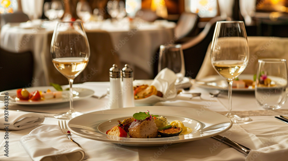 Ideal menu for a five-star meal in an exquisite hotel dining room, from appetizers to dessert. Ideal menu for a five-star meal in an exquisite hotel dining room, from appetizers to dessert.