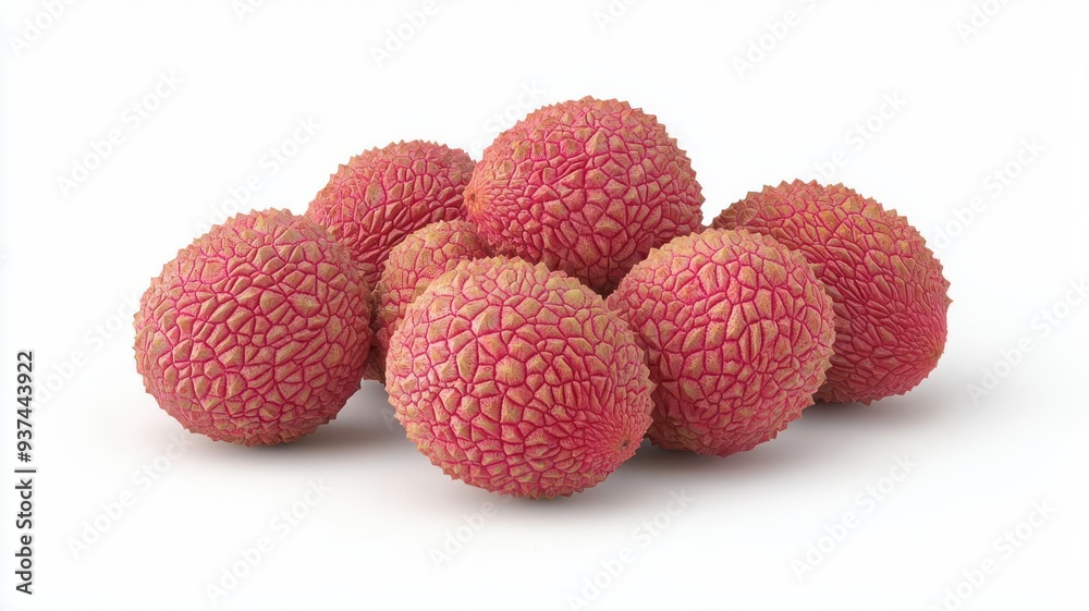 Organic lychees, textured skin, ripe and fresh, 3D illustration Organic lychees, textured skin, ripe and fresh, 3D illustration