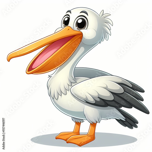 vector illustration of a Pelican bird against white background