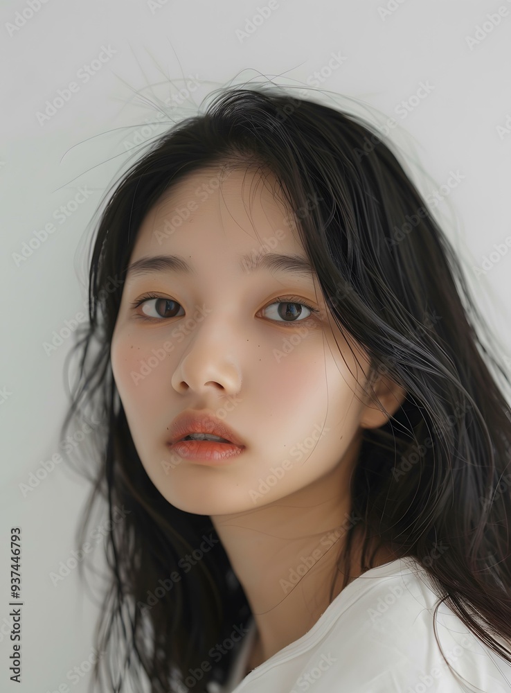 Beautiful Asian Woman Portrait with Long Black Hair Beautiful Asian Woman Portrait with Long Black Hair