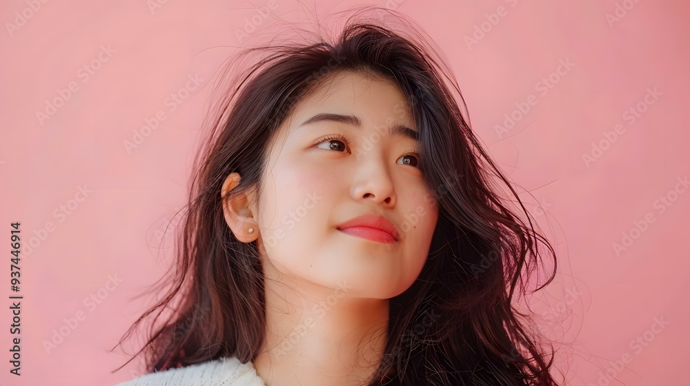 Portrait of a Young Asian Woman with Long Black Hair Portrait of a Young Asian Woman with Long Black Hair