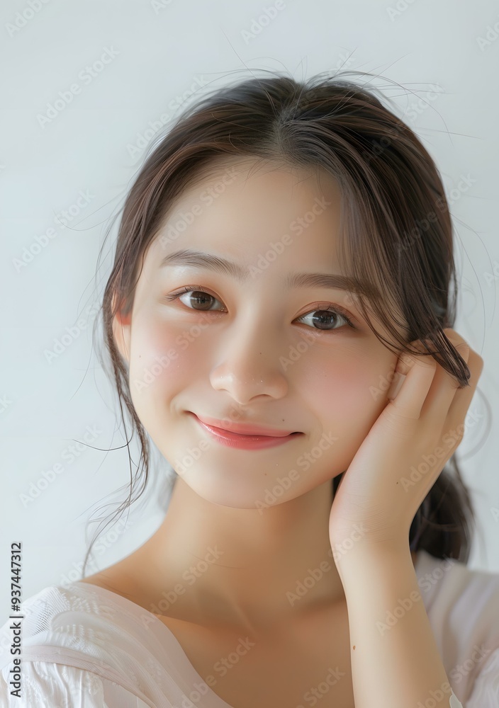 Beautiful Asian Woman with Long Black Hair Smiling Beautiful Asian Woman with Long Black Hair Smiling