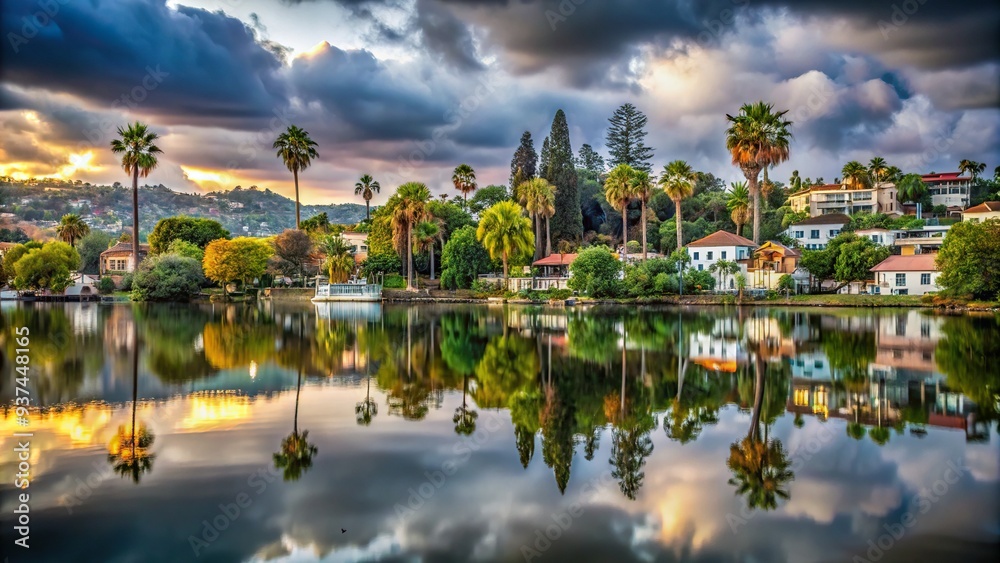 moody silverlake reflections morning calm