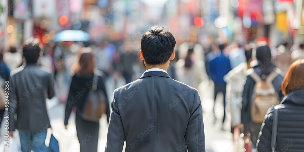 Back View of a Man Walking in a Crowd Back View of a Man Walking in a Crowd