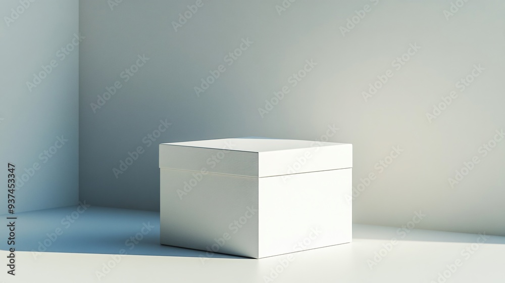 A sleek, modern gift box with a minimalist design, isolated on a bright, clean background with sharp contrasts A sleek, modern gift box with a minimalist design, isolated on a bright, clean background with sharp contrasts
