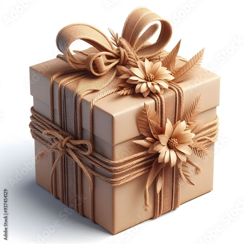 Christmas Gift Box - Isolated on a White Background